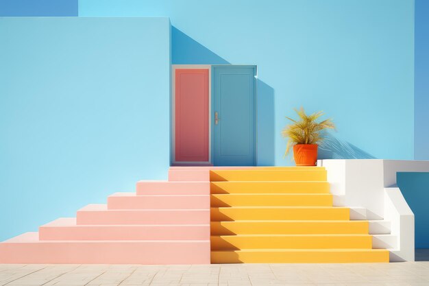 Formas arquitectónicas vívidas y coloridas minimalistas de verano