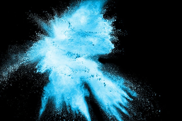Foto formas bizarras de explosão de pó azul