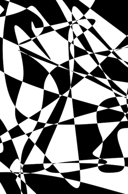 Formas caóticas e linhas de fundo abstrato preto e branco