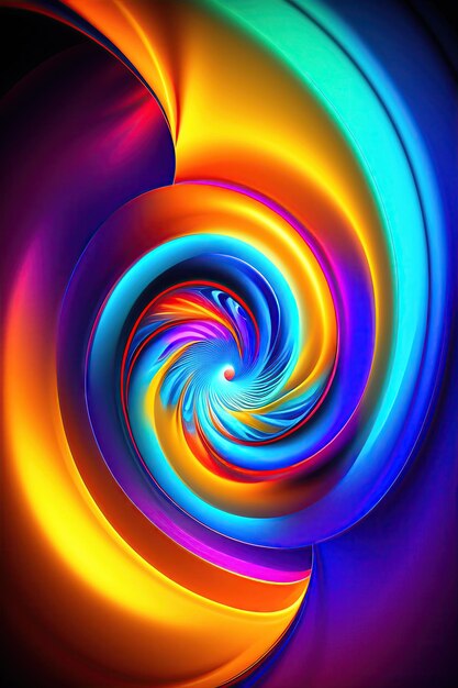 Formas cianas brilhantes coloridas abstratas formam duas espirais Fundo de luz de fantasia