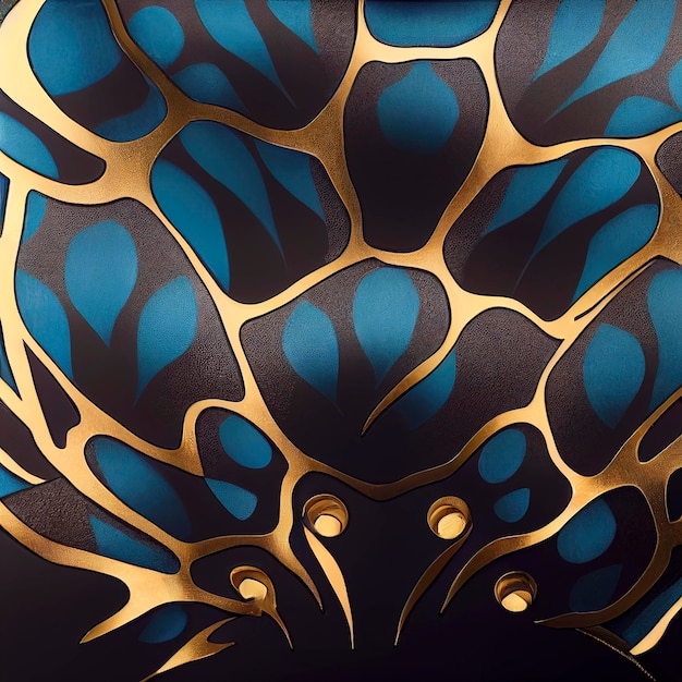 formas coloreadas en forma de escamas de dragón o tortuga o animal fantástico, tejidas con hilos dorados, fondo abstracto creativo
