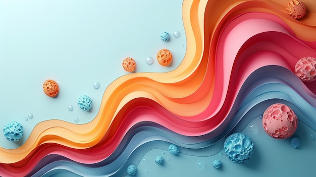 Formas coloridas e bolas de fundo