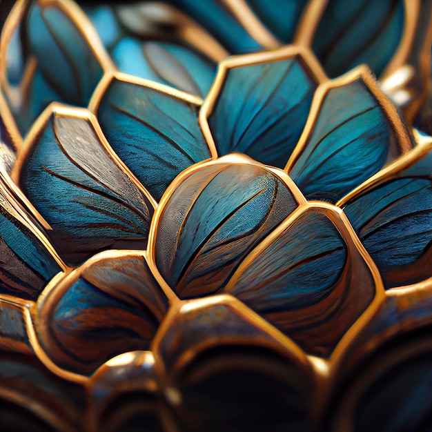 formas coloridas em forma de escamas de dragão ou tartaruga ou animal fantástico, tecido com fios dourados, fundo abstrato criativo