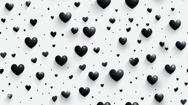 Foto formas de corazones negros minimalistas en un fondo blanco ia generativa