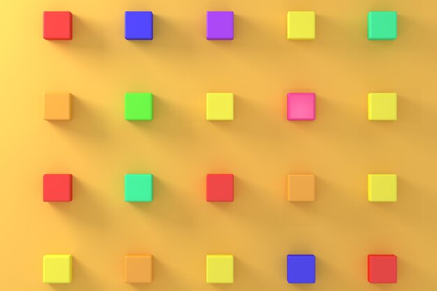 Las formas de cubos coloridos en la pared