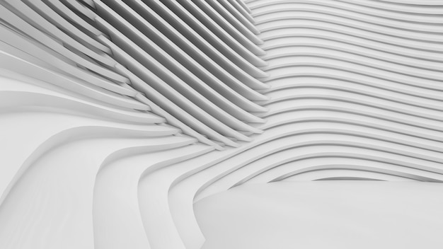 Formas curvas abstratas. fundo circular branco. fundo abstrato. ilustração 3d