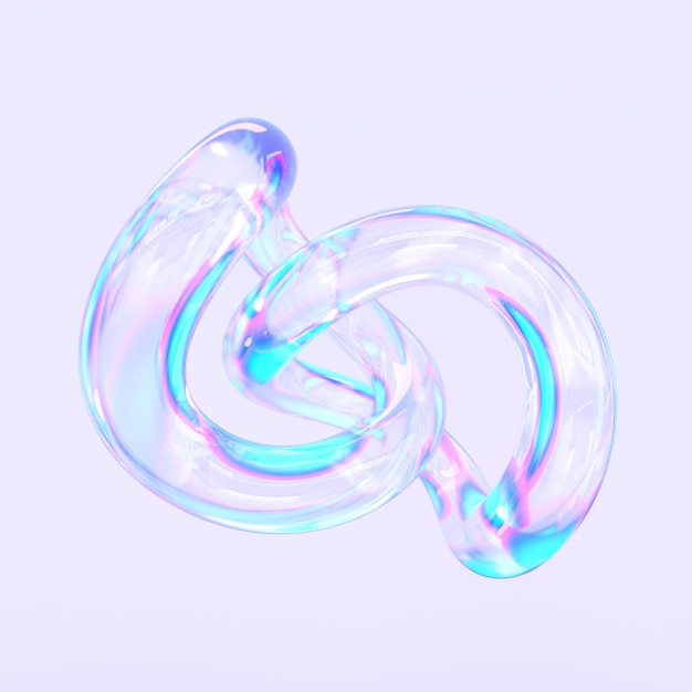 Formas de círculo de vidro com composição de reflexos coloridos ilustração de renderização 3d