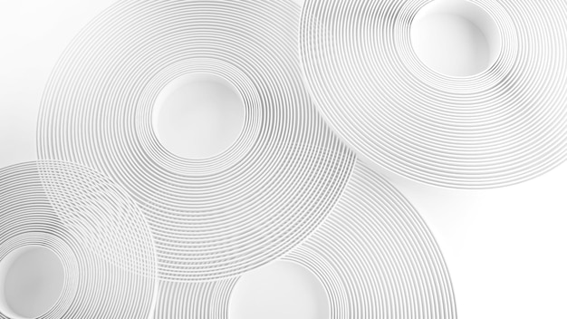 Foto formas de ondas abstratas do círculo branco fundo do círculo branco renderização em 3d