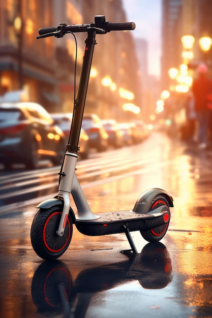 formas de scooter elétrica de micromobilidade na cidade AI generativa