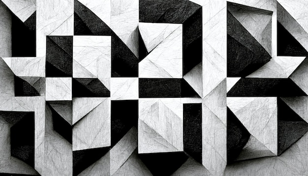 Foto formas dinâmicas abstratas modernas fundo preto e branco com textura de papel granulado arte digital