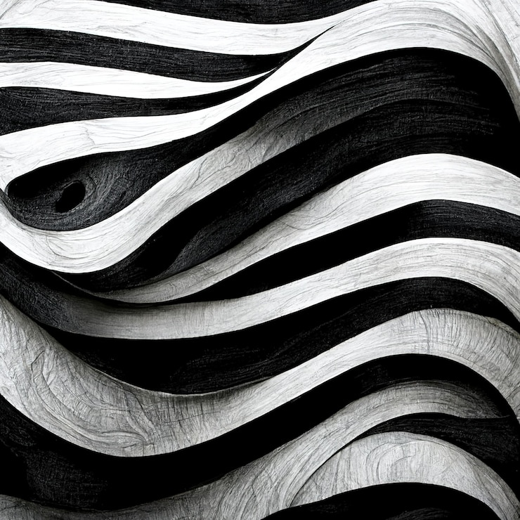 Foto formas dinâmicas abstratas modernas fundo preto e branco com textura de papel granulado arte digital