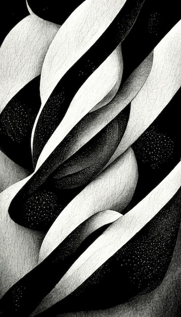 Formas dinâmicas abstratas modernas fundo preto e branco com textura de papel granulado Arte digital