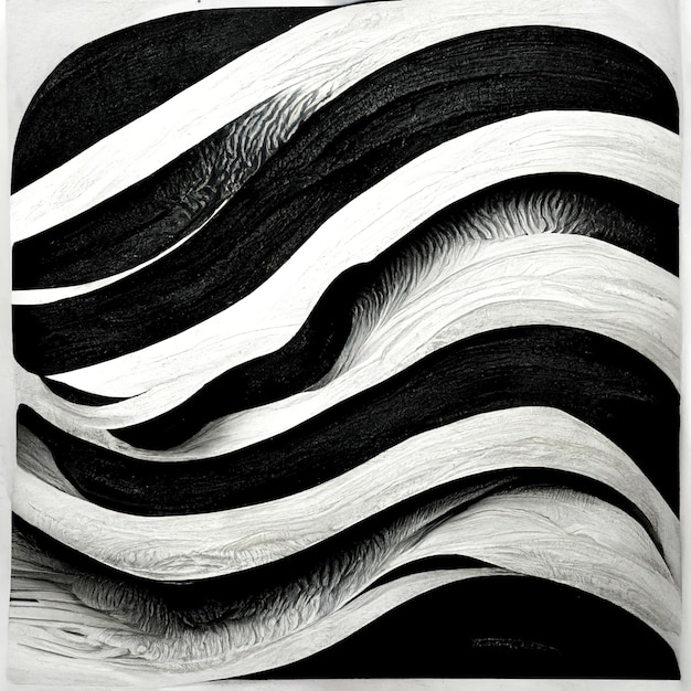 Formas dinâmicas abstratas modernas fundo preto e branco com textura de papel granulado Arte digital