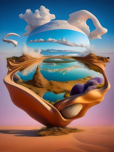 Foto formas distorcidas no estilo do surrealismo criando imagens oníricas e surpreendentes