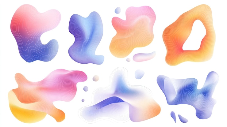 Foto formas fluidas abstractas y coloridas elementos de diseño de arte digital