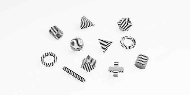 Formas geométricas 3d abstractas Fondo simple con cubos Ilustración 3d de estilo minimalista