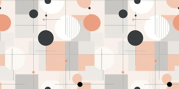 Formas geométricas abstractas de Bahaus Vintage colorido que repite el patrón de azulejos de color sin costura