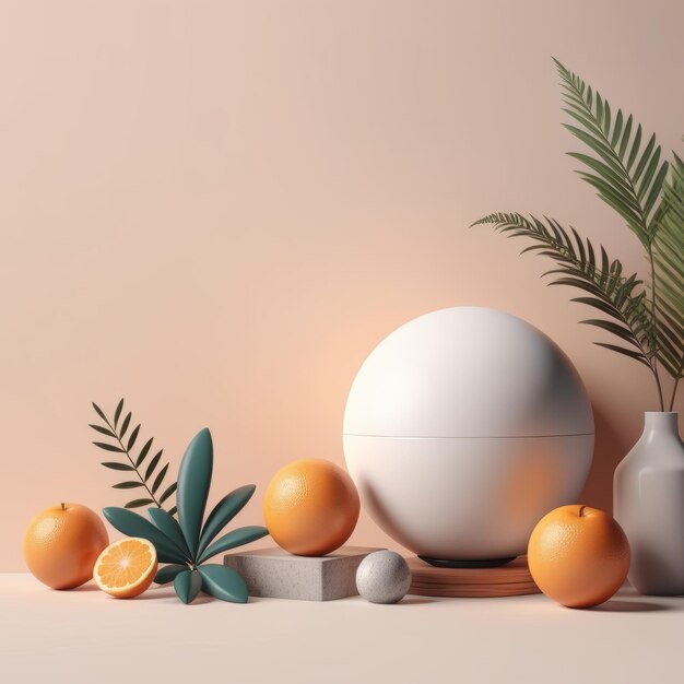 formas geométricas abstractas escena minimalista con podio cosmético natural renderización en 3D ge abstracto