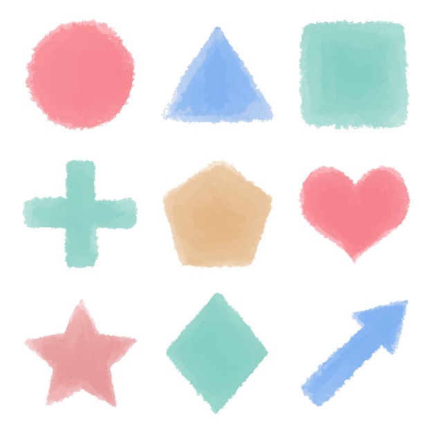 Las formas geométricas de acuarela coloridas se establecen en png transparente