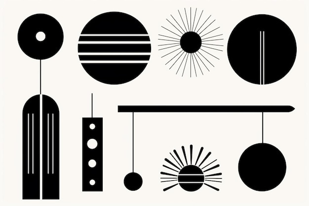 Formas geométricas brutales símbolos simples elementos primitivos y formas Bauhaus diseño retro de moda