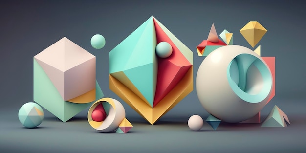 Formas geométricas coloridas com tons pastéis