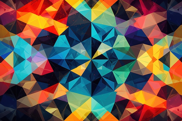 Formas geométricas coloridas que se cruzan y superponen en un patrón caleidoscópico