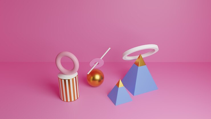 Foto formas geométricas em luz de gradiente vitrine criativa surrealismo conceito arte retro futurismo