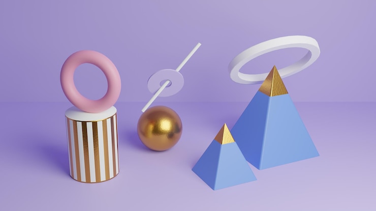 Foto formas geométricas em luz de gradiente vitrine criativa surrealismo conceito arte retro futurismo