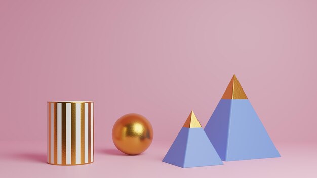 Formas geométricas en luz de gradiente vitrina creativa surrealismo arte conceptual retro futurismo