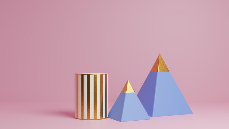 Foto formas geométricas en luz de gradiente vitrina creativa surrealismo arte conceptual retro futurismo