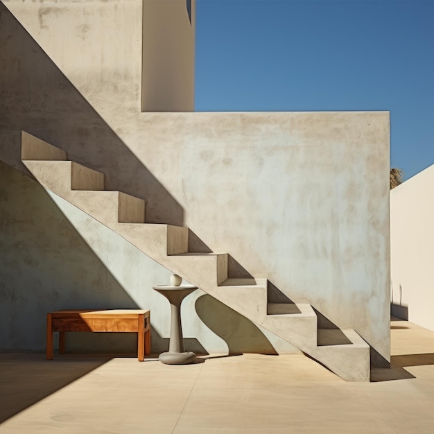 Formas geométricas minimalistas lançando sombras na parede de concreto