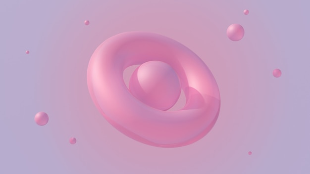 Formas geométricas de vidrio rosa. Ilustración abstracta, render 3d.