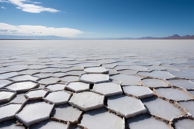 Foto formas hexagonales en el plano de sal de uyuni, bolivia