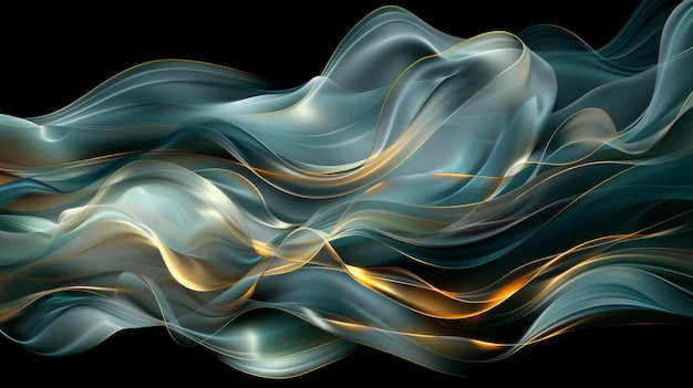 Las formas de onda de fluidos abstractos en movimiento se presentan en una ilustración digital de arte moderno