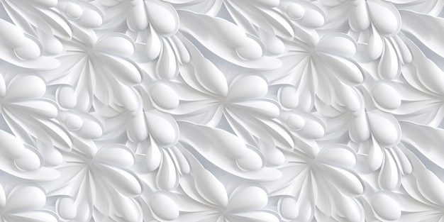 Formas orgânicas fundo branco 3d padrão sem costura suave textura ondulada pintura em relevo