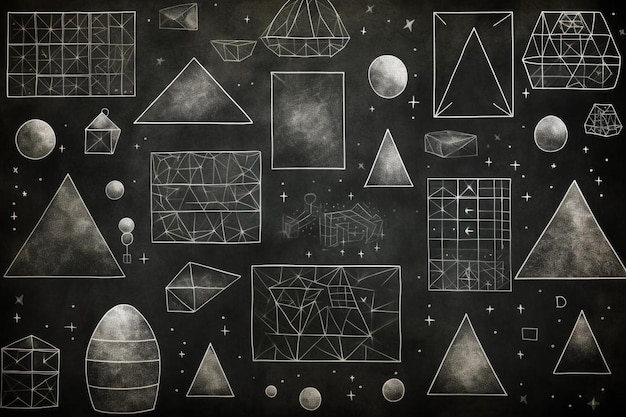 Formas y patrones geométricos en la pizarra