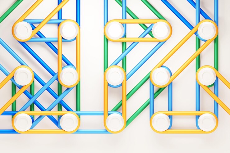 Foto formas plásticas coloridas composición geométrica abstracta diseño moderno de moda ilustración de renderización en 3d