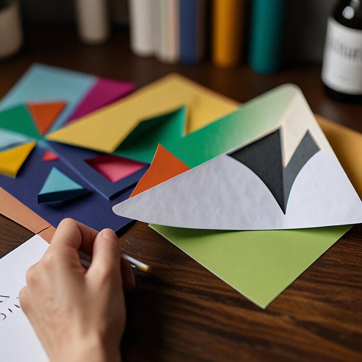 Foto formas psicodélicas de papel con espacio para copiar