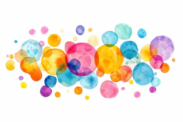 Formas redondas círculos hechos de grandes gotas coloridas gotas dibujadas a mano de varios tamaños