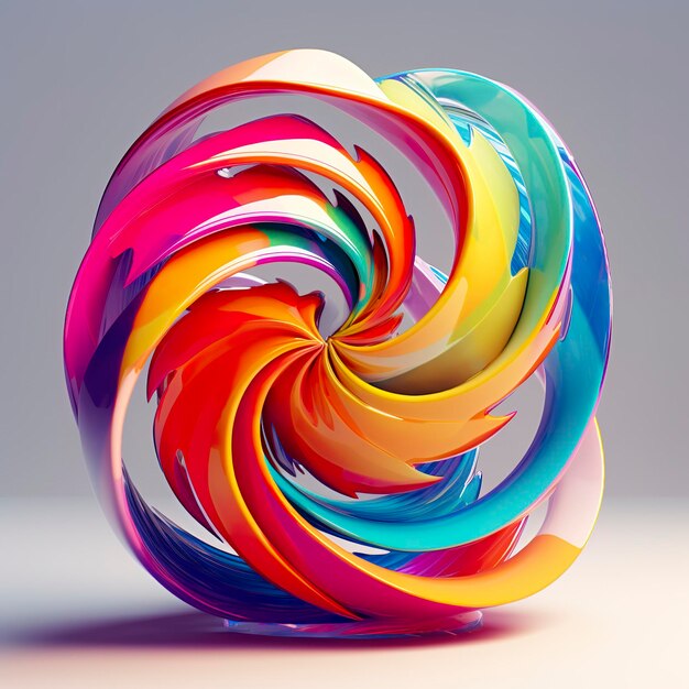 Formas suaves y redondeadas de espiral de arcoíris abstractas representadas en Tangled Perfection AI Generative