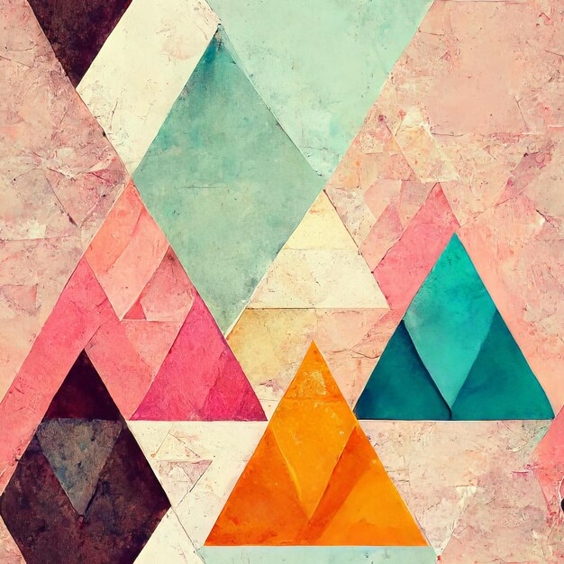 Formas triangulares abstractas de patrones sin fisuras. IA generativa.