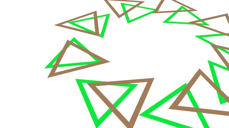 Foto formas triangulares marrones y verdes que forman un diseño circular en blanco