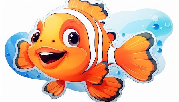 El formato de la pegatina de fondo blanco de happy cute nemo