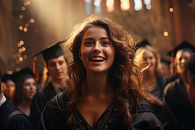 Foto formatura um graduado orgulhoso com um boné e vestido celebra sua conquista acadêmica gerado com ia