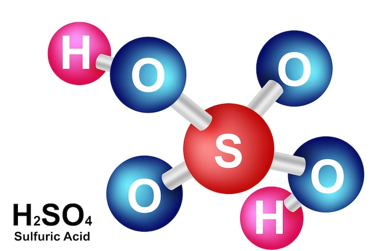 Foto fórmula molecular del ácido sulfúrico.