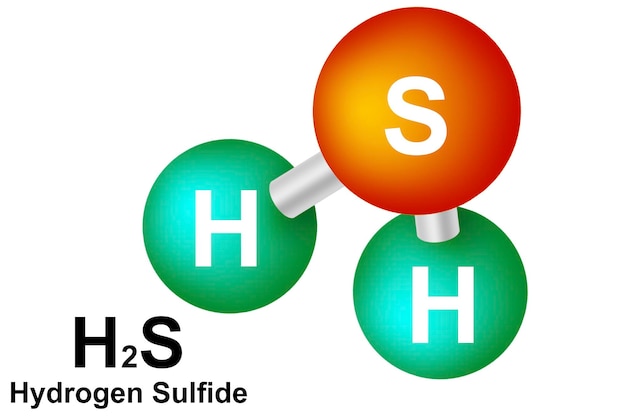 Fórmula molecular del sulfuro de hidrógeno.