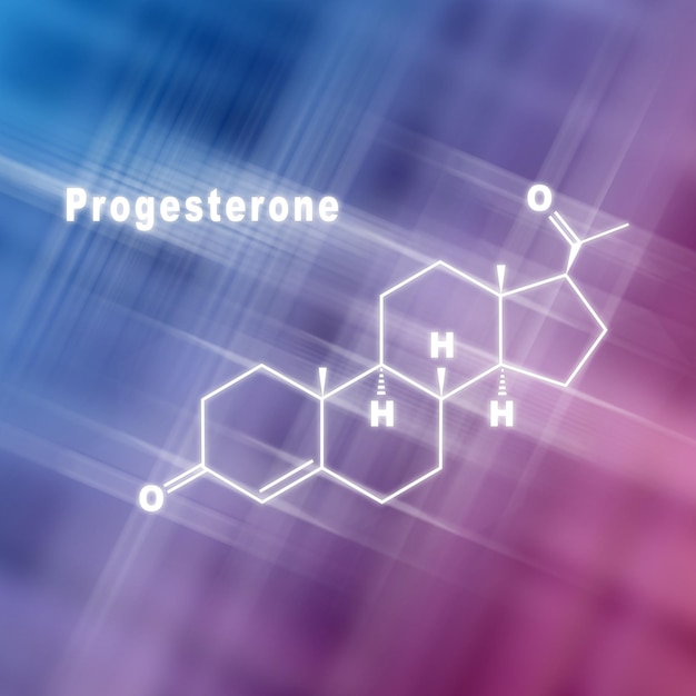 Foto fórmula química estructural de la hormona progesterona