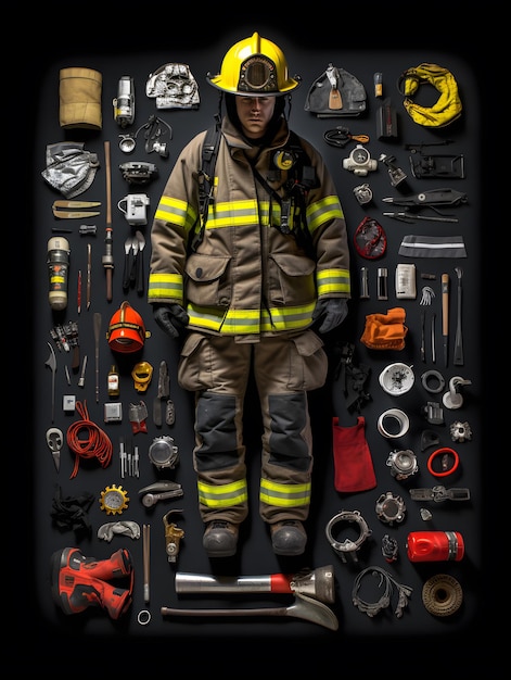 Formulario de bomberos con componentes en el fondo negro