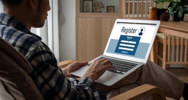 Foto formulário de inscrição on-line para preenchimento de formulário moderno no site da internet