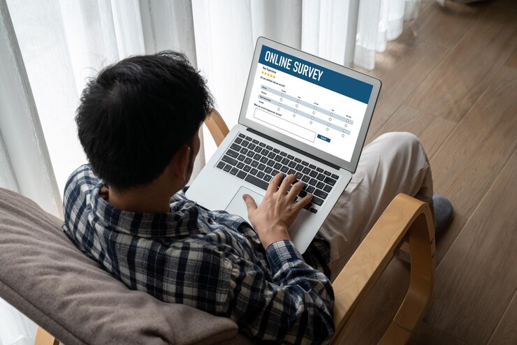 Foto formulário de pesquisa on-line para coleta de informações digitais à moda